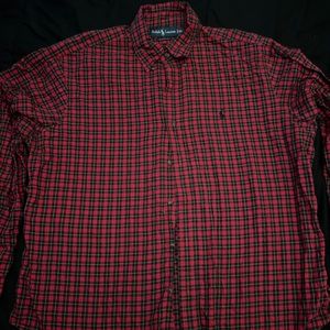 Ralph Lauren checkered long sleeve shit red and green squares